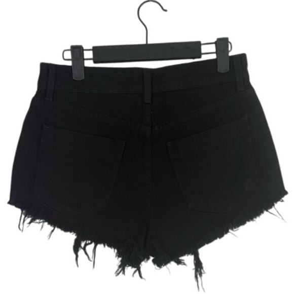 Pistola Cutoff Distressed Jean Shorts Raw Ripped Hem High Rise Pockets 27 Black - Picture 4 of 14